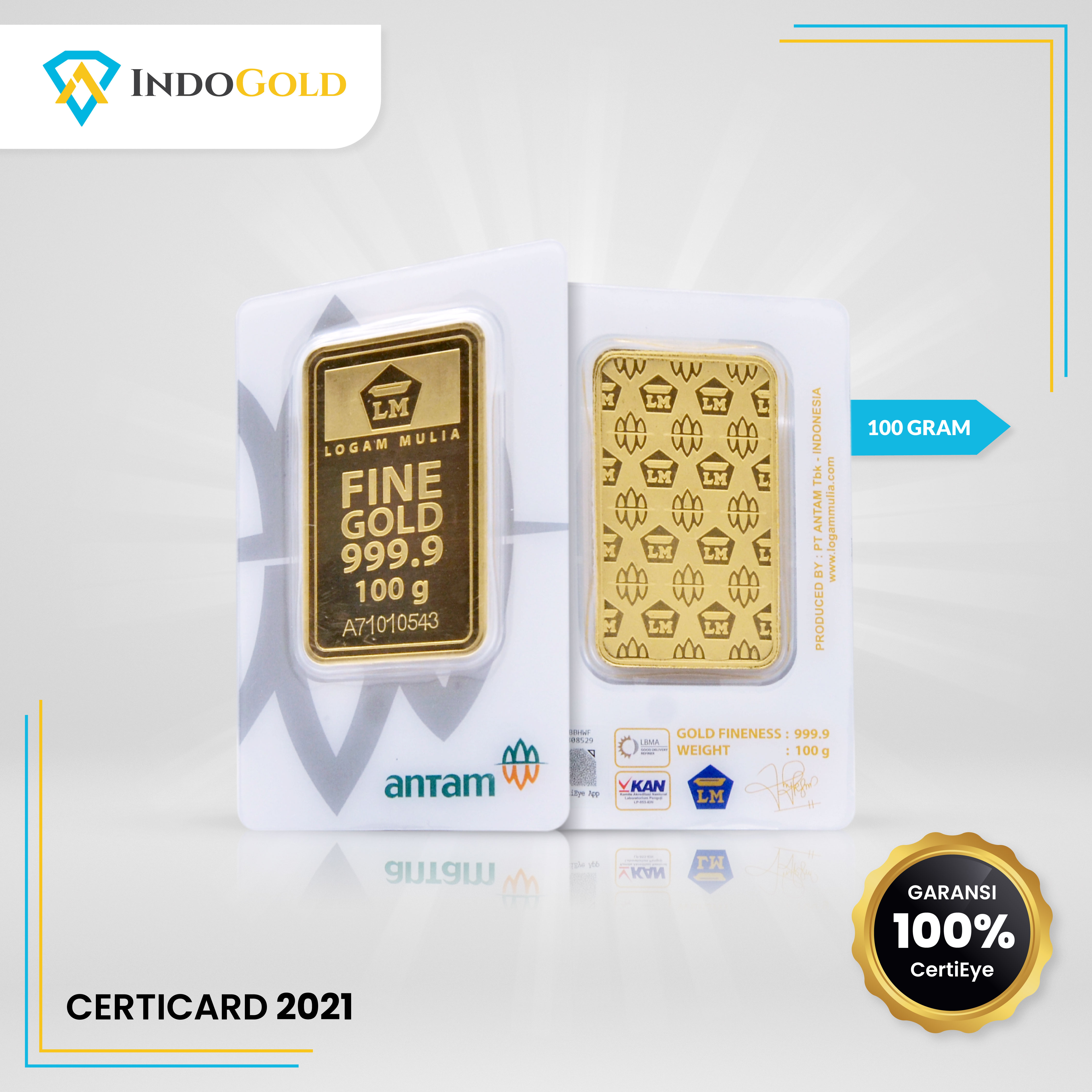 LM Antam 99.99% 100,0 gram