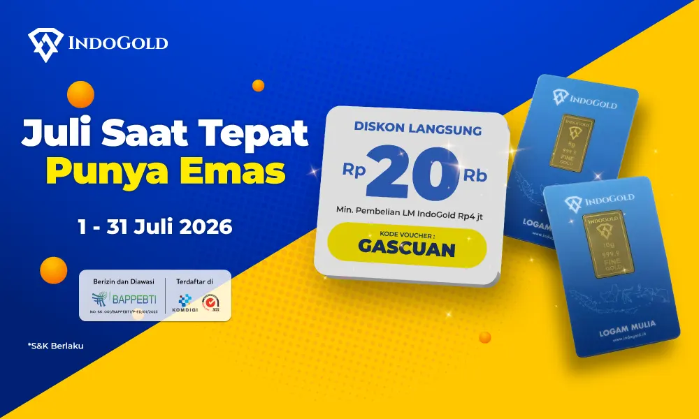 Diskon Emas Batangan IndoGold Juli