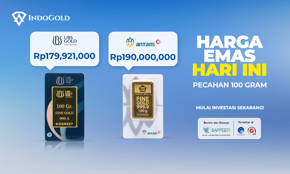 Harga emas Antam & UBS 100 gram